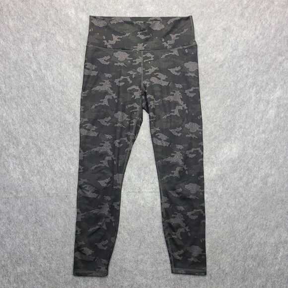 Fabletics Pants - Fabletics Powerhold Camo Leggings Women's Medium Black‎ Gray Gym Running Hiking